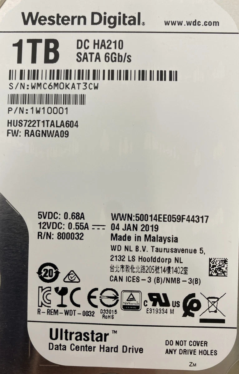 WD Ultrastar DC HA210 1TB SATA 7200RPM 3.5" Enterprise HDD - HUS722T1TALA604|167884998681