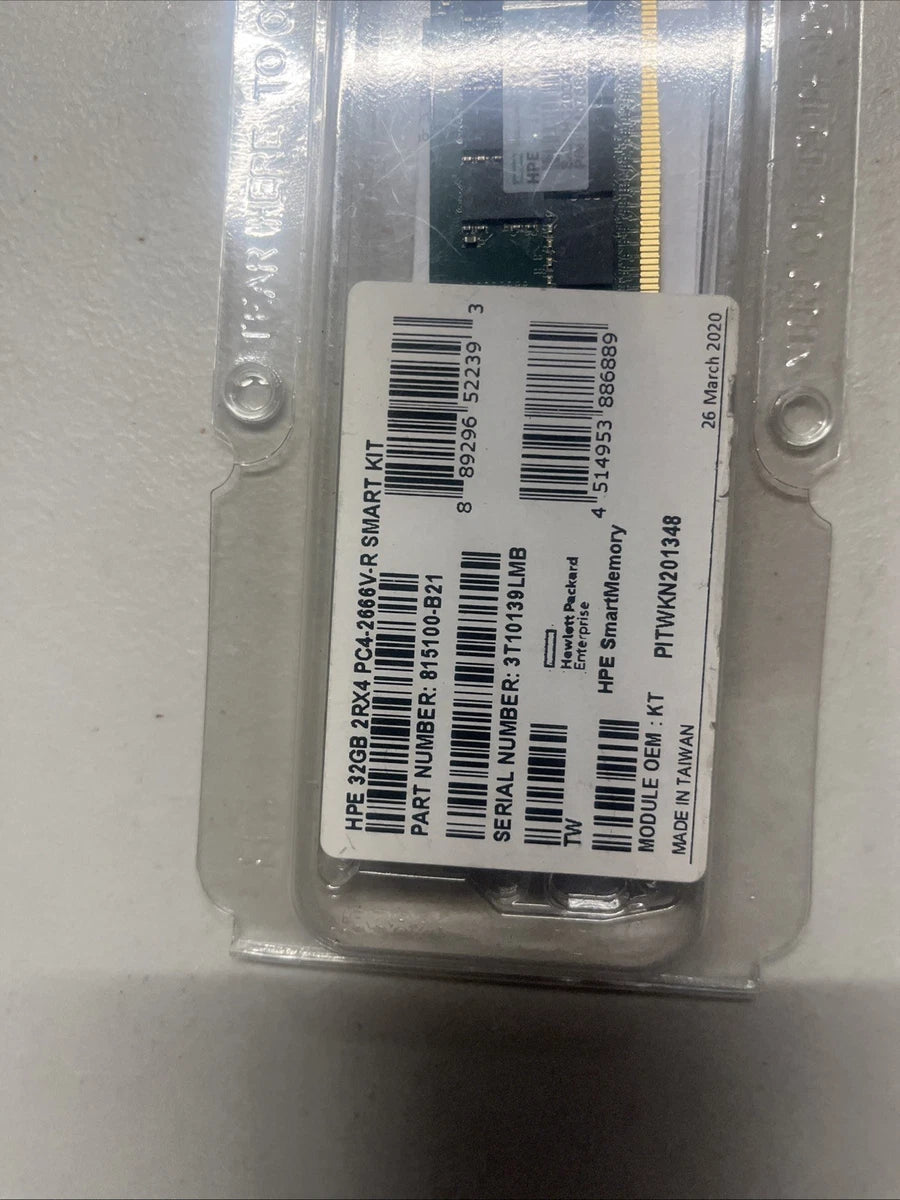 840758-091 HPE 32GB 2RX4 PC4-2666V DDR4 REG Server Memory 850881-001 815100-B21
