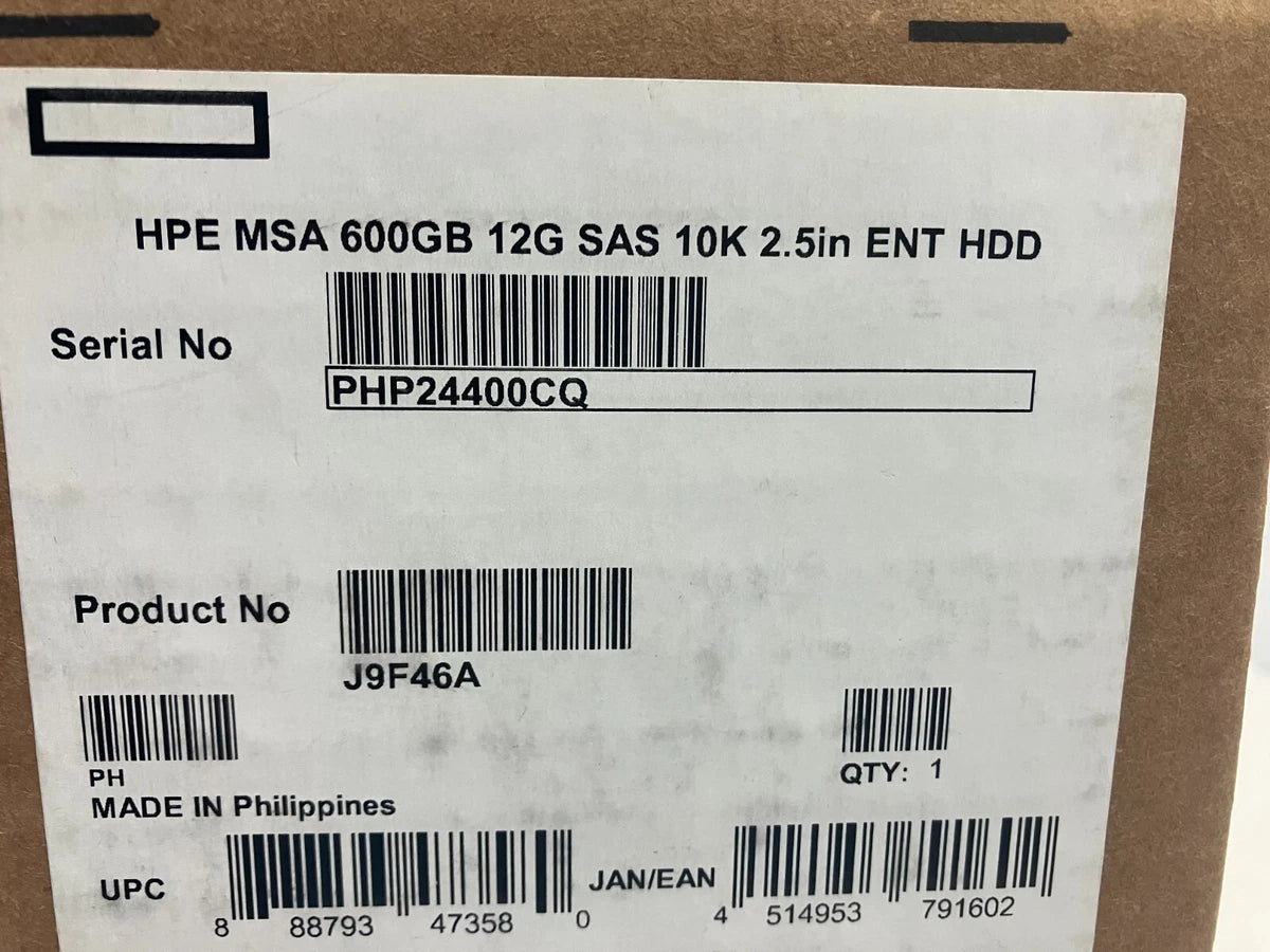 HPe J9F46A 600GB 12G 10K SFF SAS Hot Plug MSA Hard Drive 787646-001|156517198312