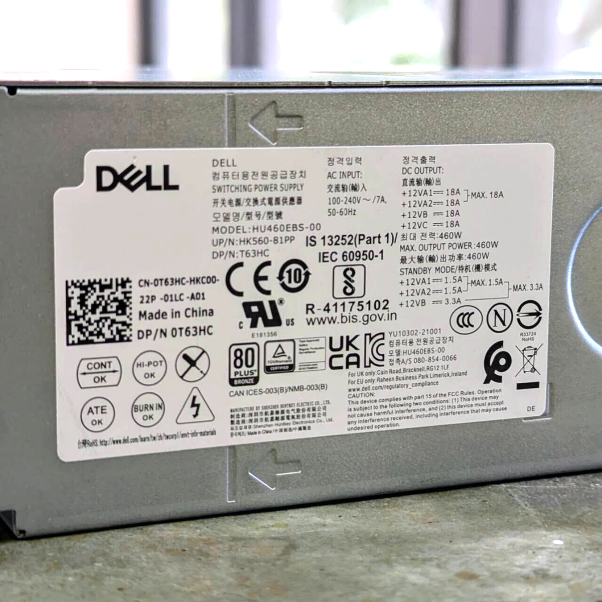 Dell XPS 8950 HU460EBS-00 460W PSU Power Supply - 0T63HC T63HC 80 Plus Bronze|186507845784
