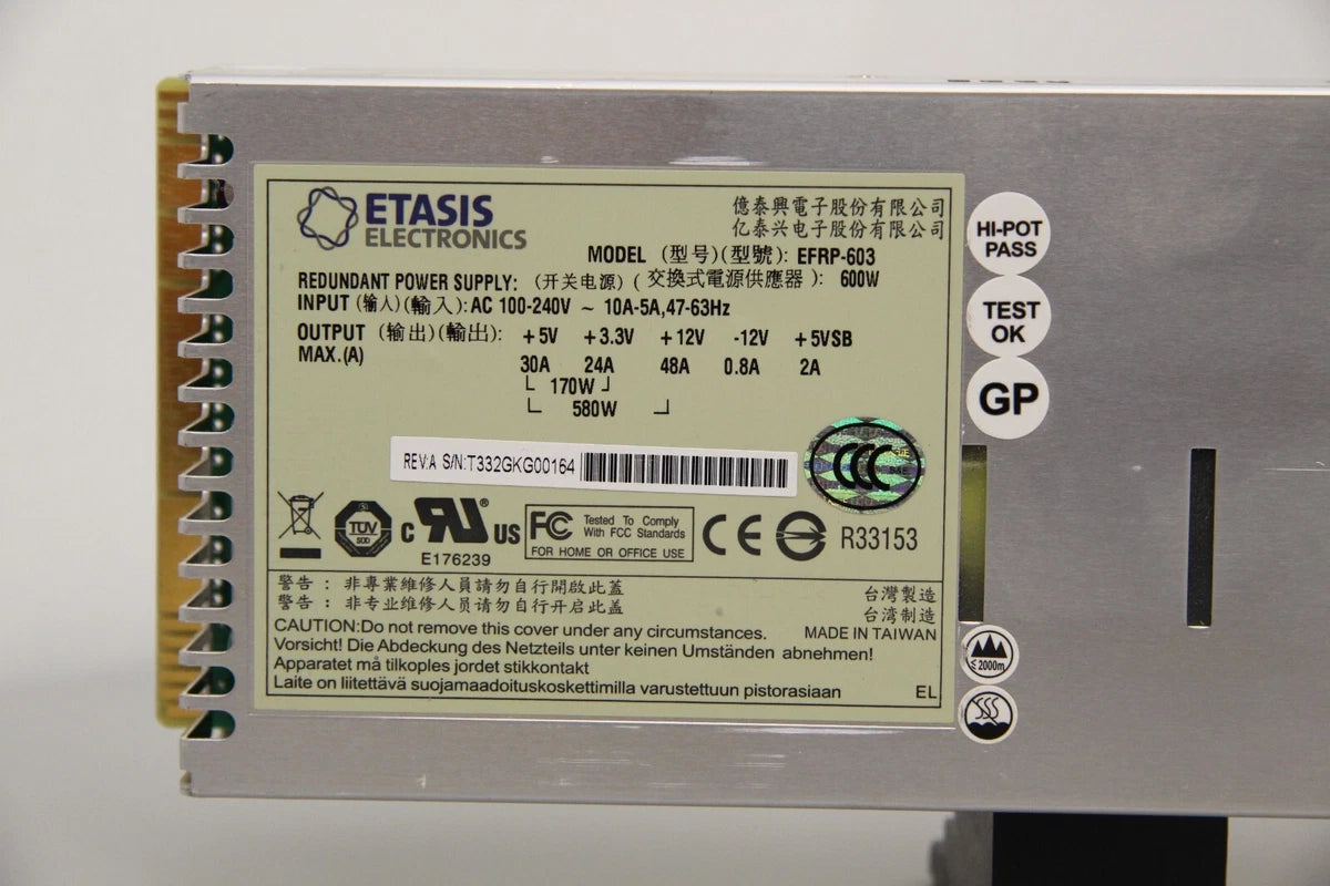 Etasis EFRP-603 Server Power Supply AC100-240V 600W Fully Tested|256679142375
