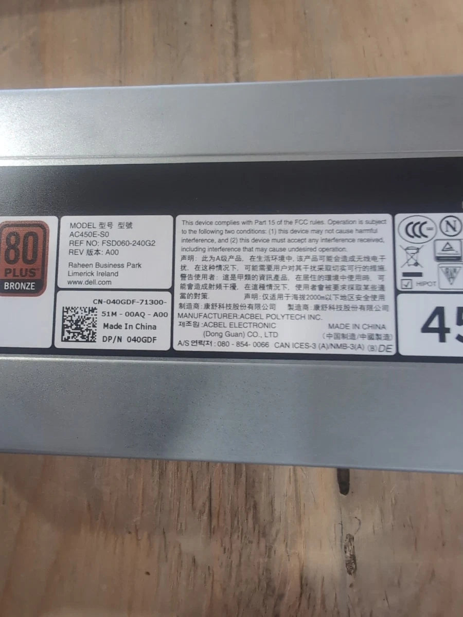 Dell PowerEdge Server T430 450W Power Supply AC450E-S0 040GDF 40GDF Located USA|336224697689