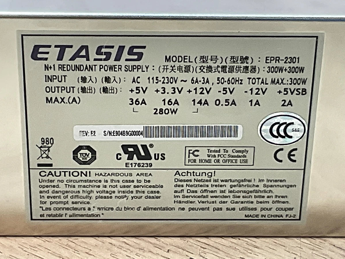ETASIS EPR-2301 SERVER POWER SUPPLY 2x 300 W/GAR14|385177046051