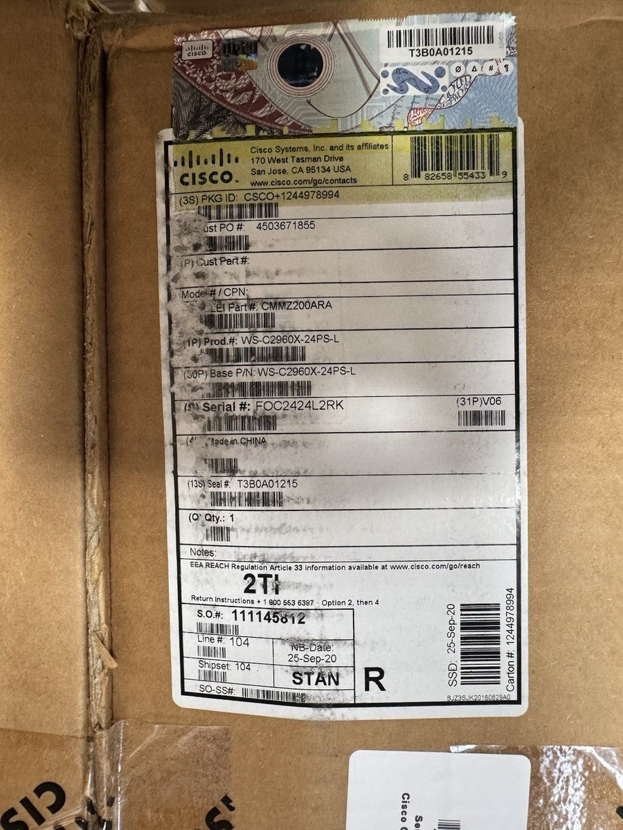 New - Cisco WS-C2960X-24PS-L PoE Catalyst 24-Ports Switch|317171755428