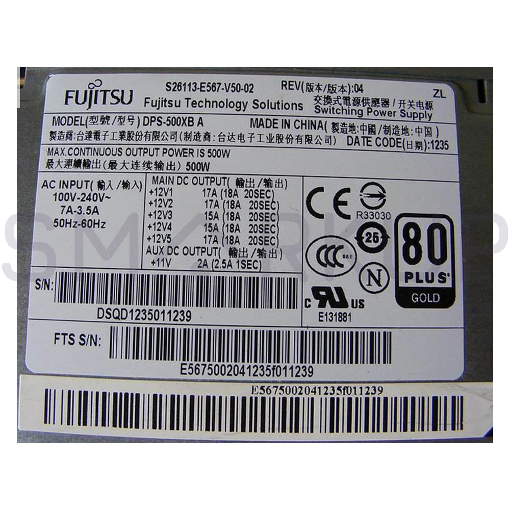 Used & Tested FUJITSU S26113-E567-V50-02 DPS-500XB A Server Power Supply