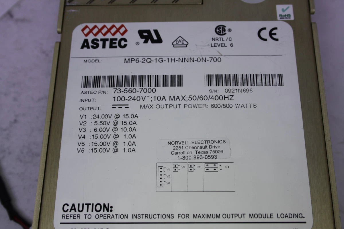 Astec MVP Series MP6-2Q-1G-1H-NNN-0N-700 Modular Switching Power Supply 6 Output|365773717307