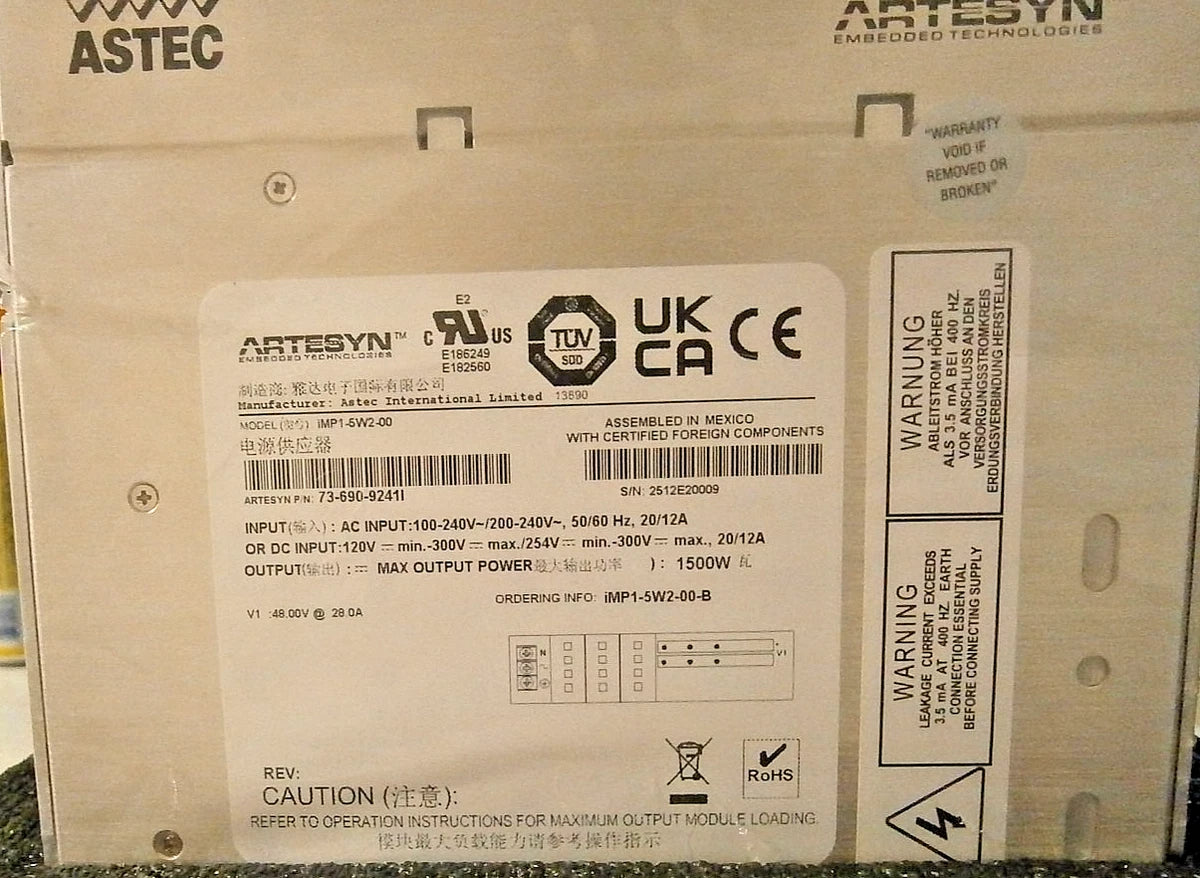 Astec Artesyn 1500 Watt Power Supply - NEW|157499970701