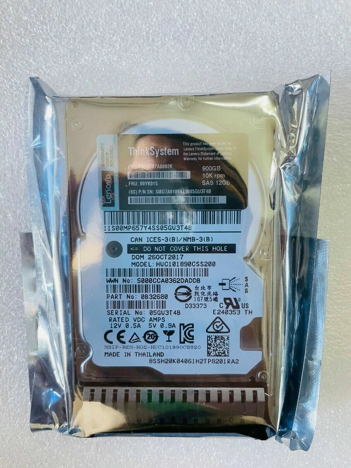 Lenovo 7XB7A00026 00YK015 900GB 10K 12Gb/s SAS 2.5" Hot Swap 512n HDD Hard Drive|155631580537