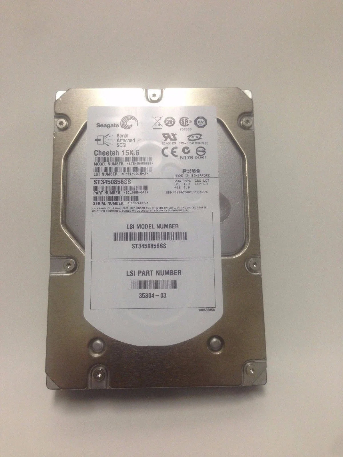Seagate 450GB Cheetah 15K.6 rpm 16MB cache 3.0Gb/s SAS &nbsp;3.5'' Internal Hard Drive - ST3450856SS (Like New)