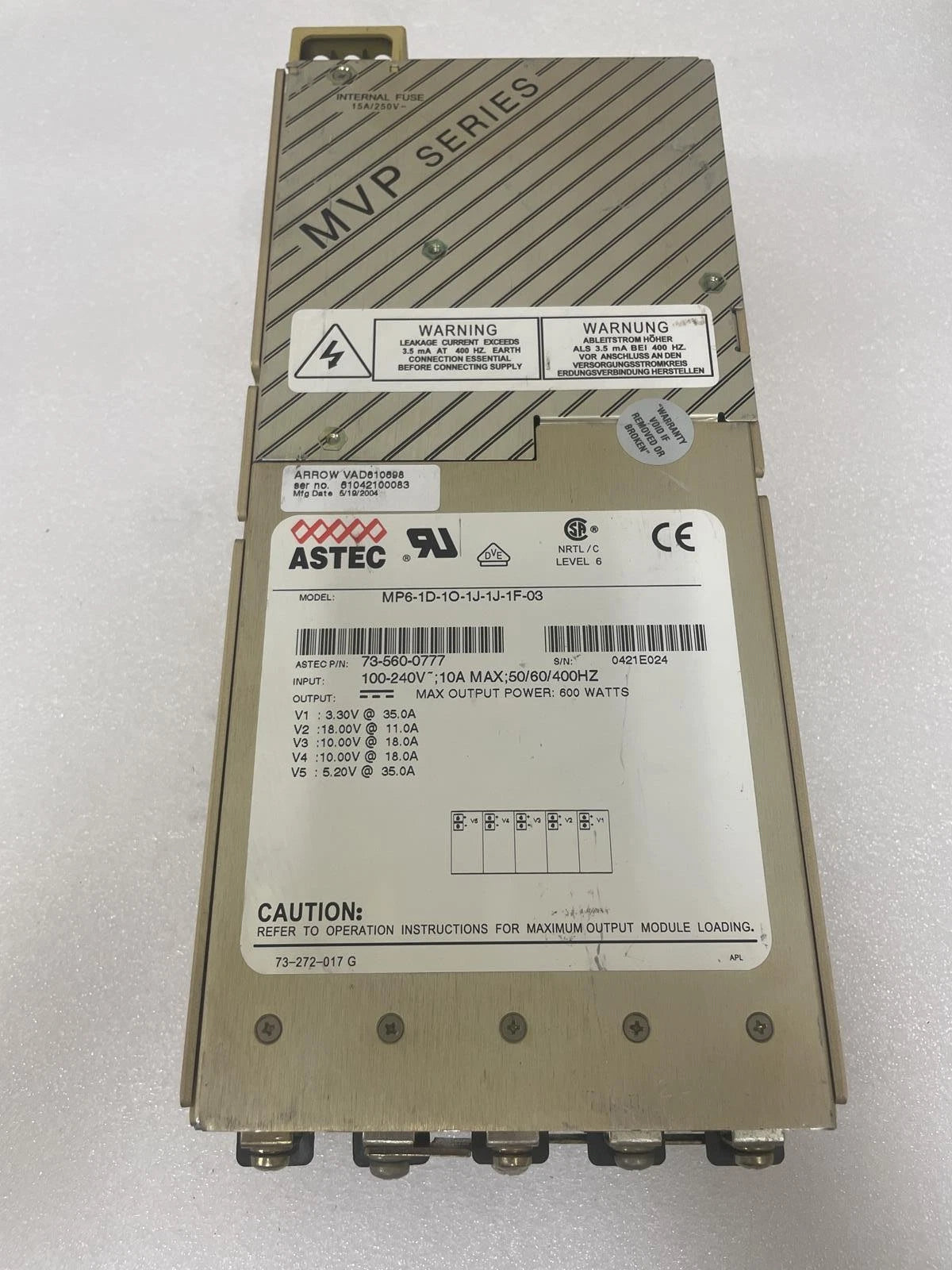 ASTEC 73-560-0777  MVP SERIES MP6-1D-1O-1J-1J-1F-03 POWER SUPPLY|267492034961
