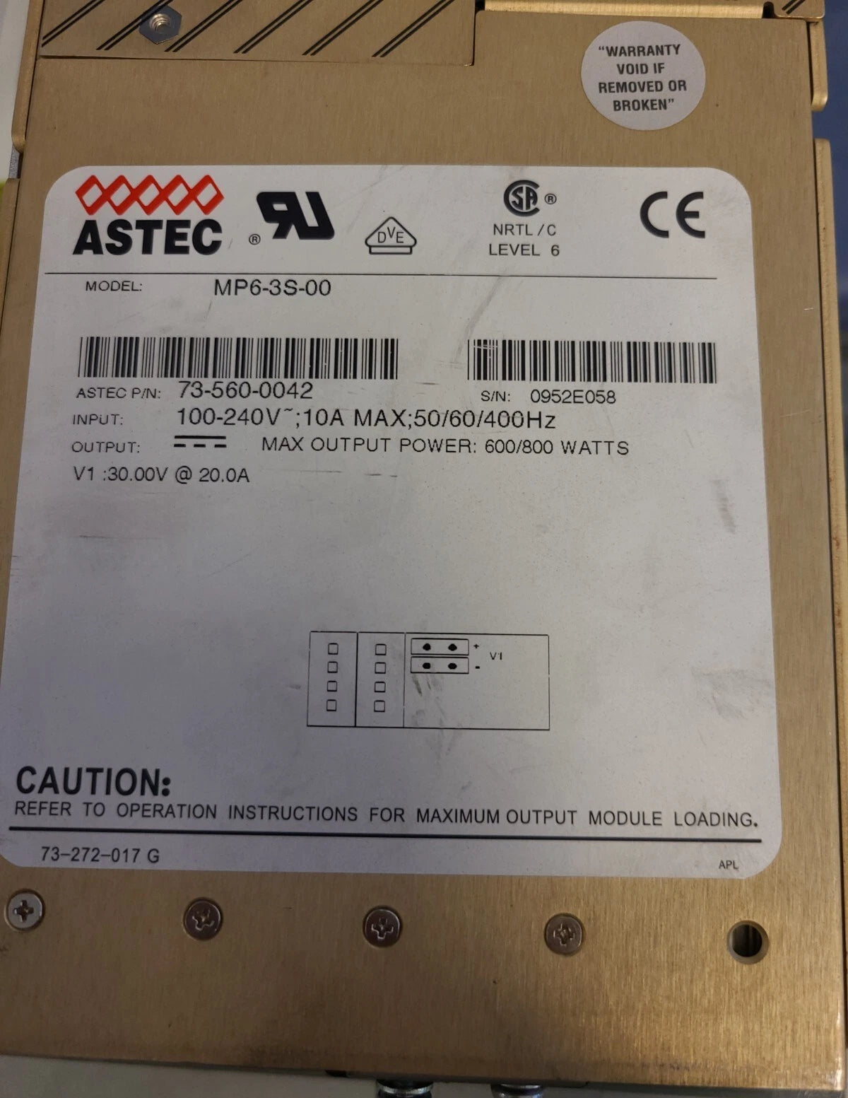 Astec  Power Supply MP6-3S-00|225032993812