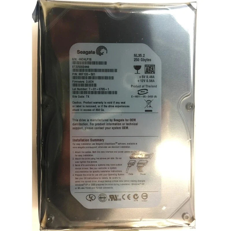 Seagate 250GB NL35 Series 3.5" SATA-300 - 7200 rpm Buffer: 8 MB Desktop Hard Drive - ST3250824NS (Like New)