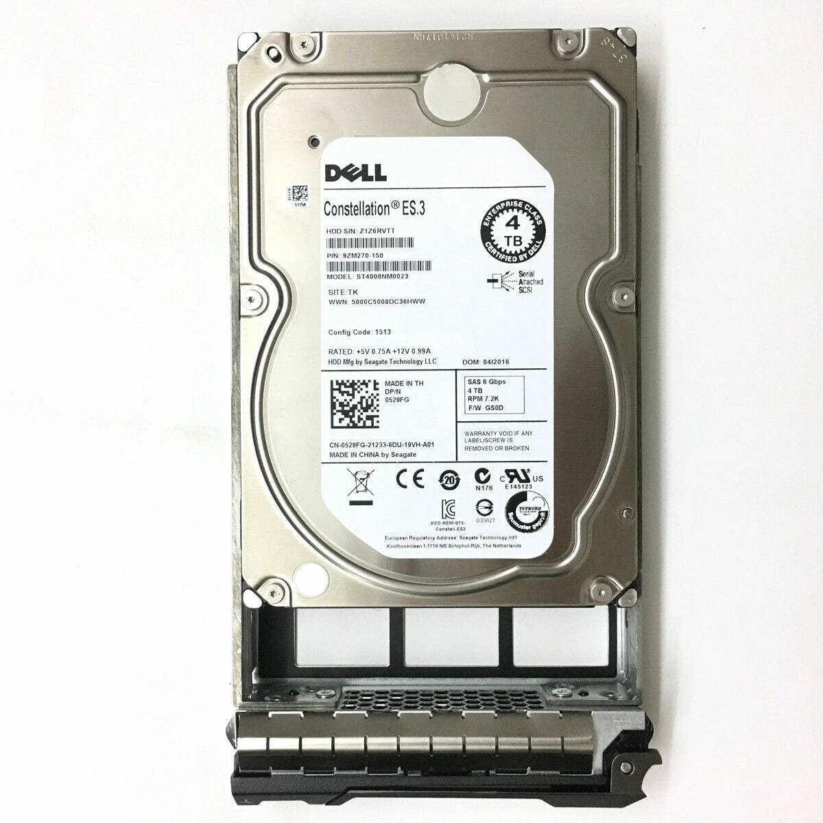 Dell 529FG 0529FG ST4000NM0023 4TB 7.2K 3.5" SAS 9ZM270 Hard Drive New With Tray