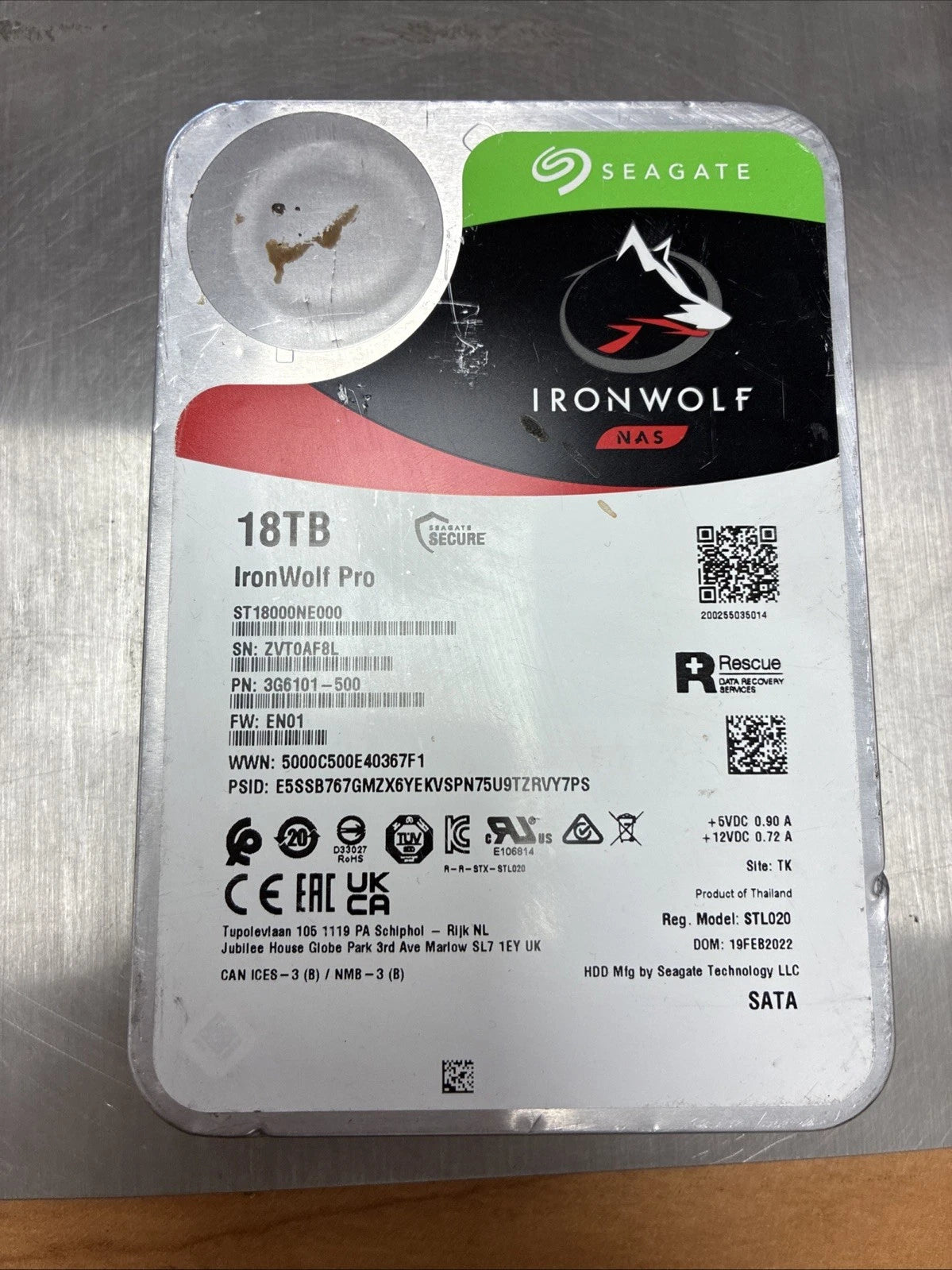 For Parts Seagate IronWolf Pro 18TB SATA 6Gb/s 3.5" NAS Hard Drive- ST18000NE000|365926782081