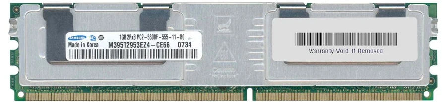 Samsung 1GB PC2-5300 DDR2-667MHz ECC Fully Buffered CL5 240-Pin DIMM Dual Rank Memory Module - M395T2953EZ4-CE66 (Like New)