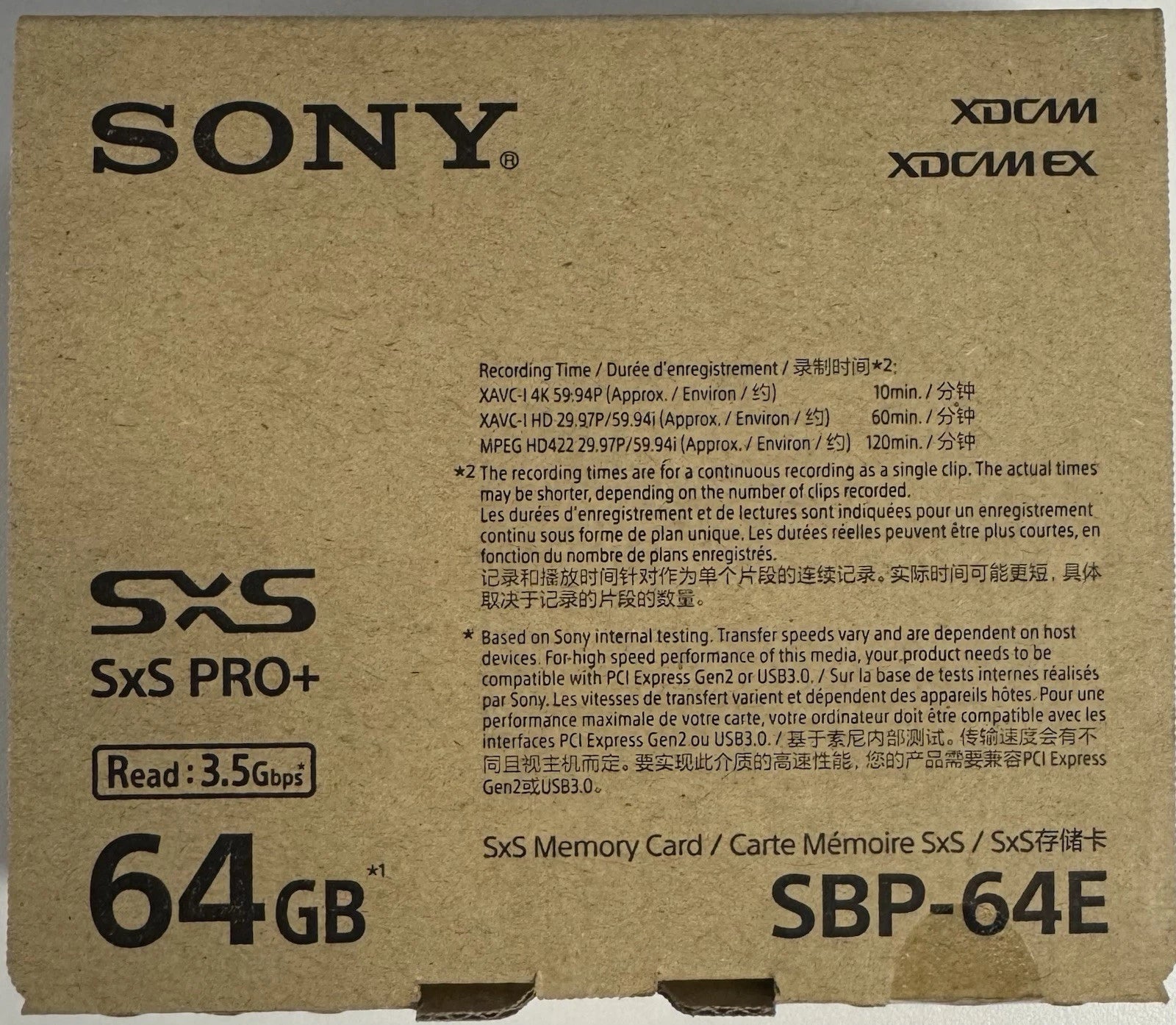 Tarjeta Sony Sxs-1 de 64 GB (sbs-64g1c Tarjeta Sony Sxs-1 de 64 GB (sbs-64g1c