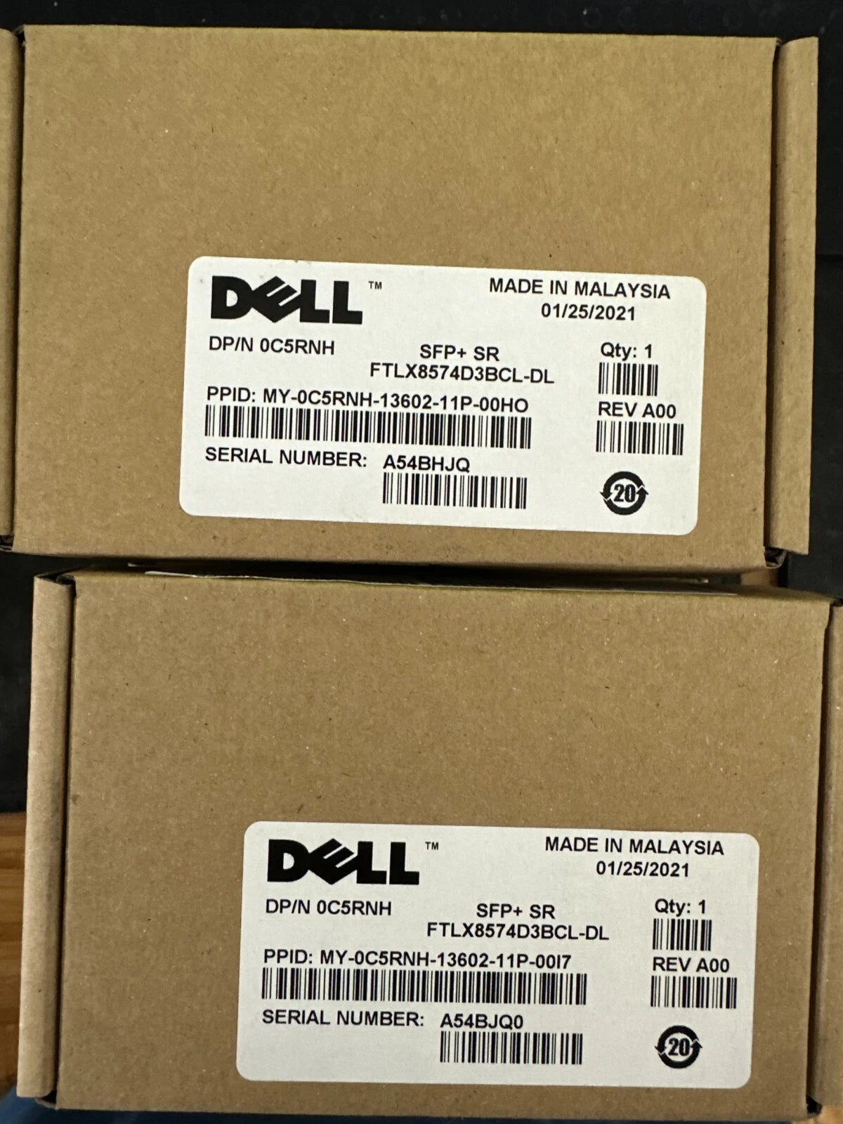 10 x C5RNH Dell 10GBase-SR SFP+ Optical Transceiver 0C5RNH FTLX8574D3BCL-DL NEW