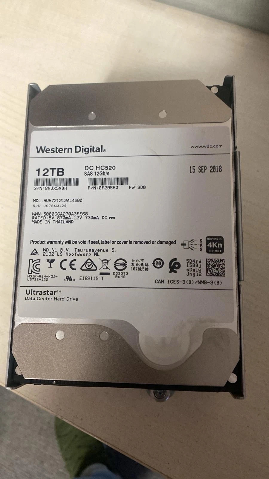 WD Ultrastar DC HC520 12TB  SAS 12Gb/s 3.5'' ENTERPRISE HD DELL HP SERVERS R740|167834802052