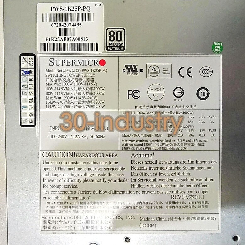 1PCS New For Super Micro Server Power Supply PWS-1K25P-PQ 1200W DPS-1200QB #zb|366054165719