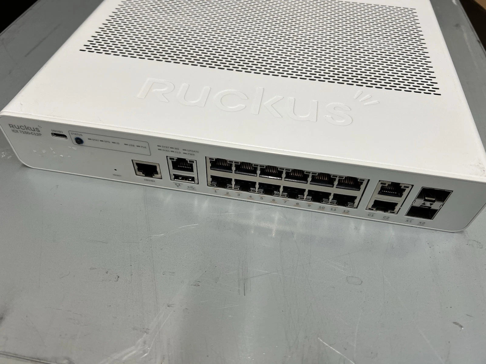 Ruckus ICX 7150-C12P 12-Ports Rack Compact 1G PoE Ethernet Switch( unit only