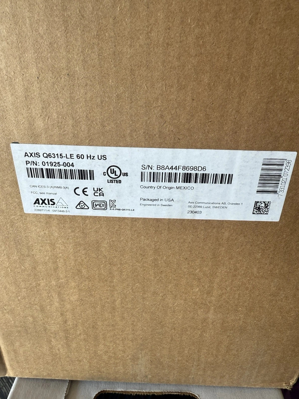 Axis Communications Q6315-LE 1080p Outdoor Network Dome Camera "01925-004"