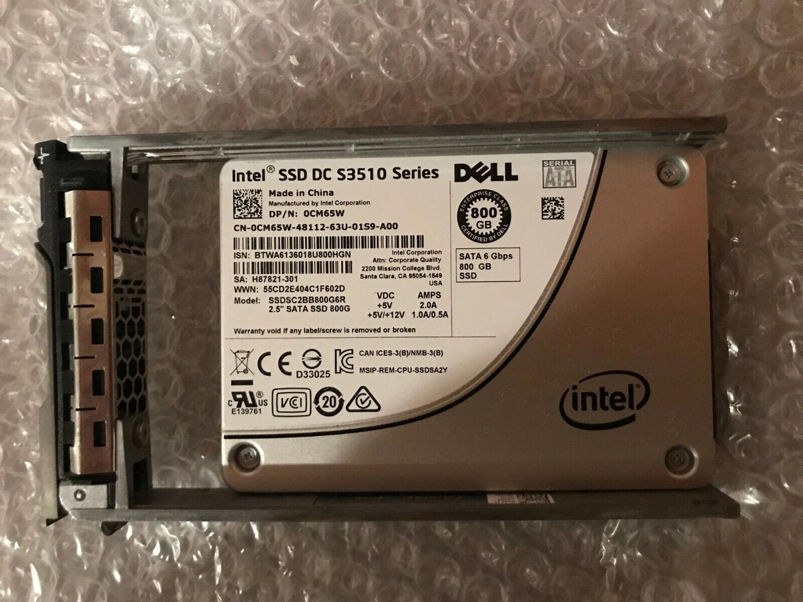 Dell INTEL S3510 800GB SATA 2.5” SSD 6Gbps For R710 R620 R630 R730 R420 R720 R74