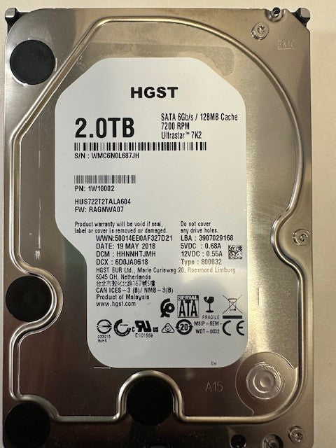 HGST  1W10002 - Ultrastar 7K2 2TB WD Enterprise  USED|306582523256