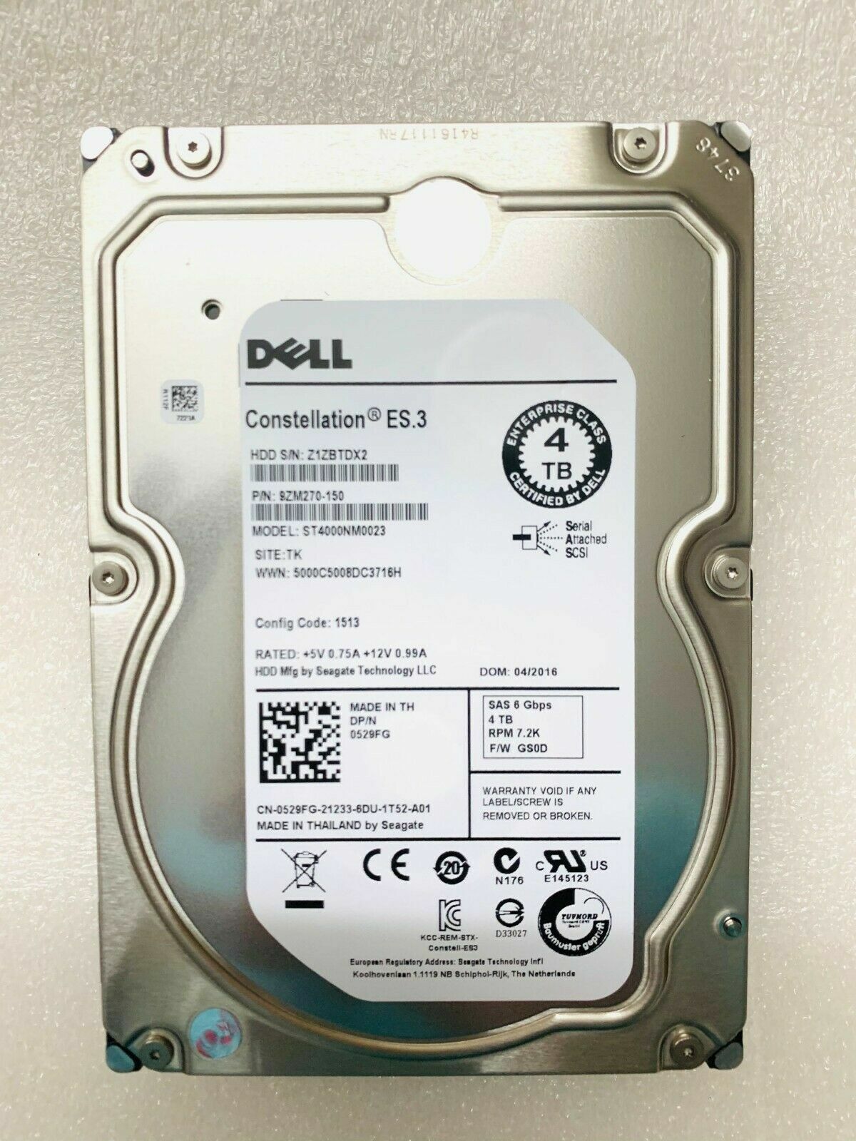 Dell 529FG ST4000NM0023 4TB 7.2K 6G 128MB Cache 3.5" SAS HDD Hard Drive A