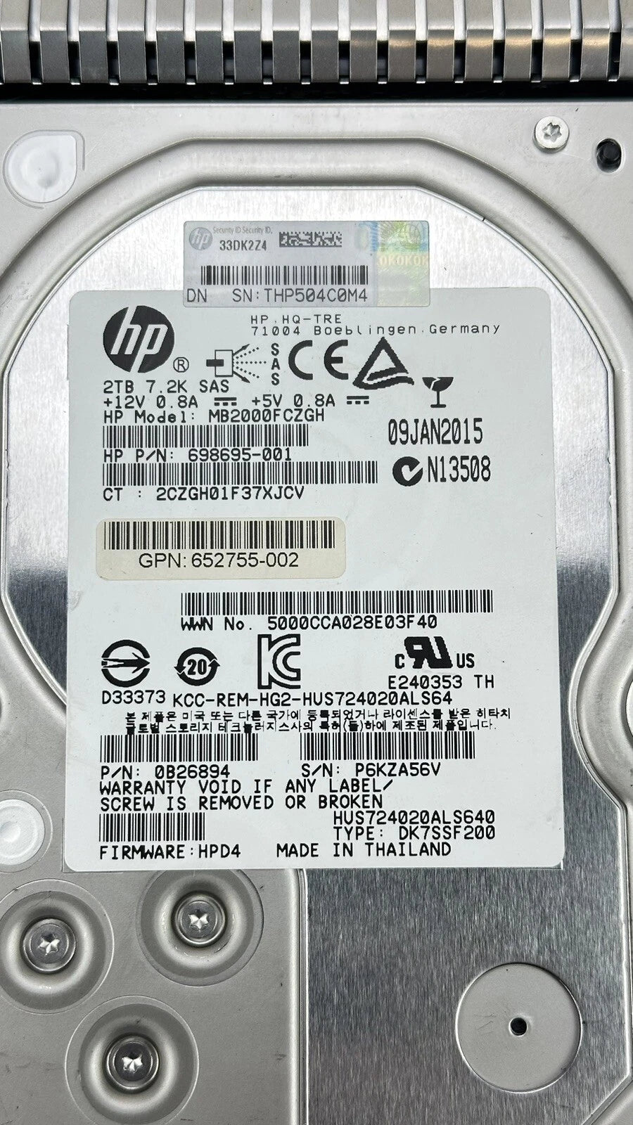 HP HPE 2TB SAS 6Gb/s 7.2K RPM LFF Server Hard Drive with Tray