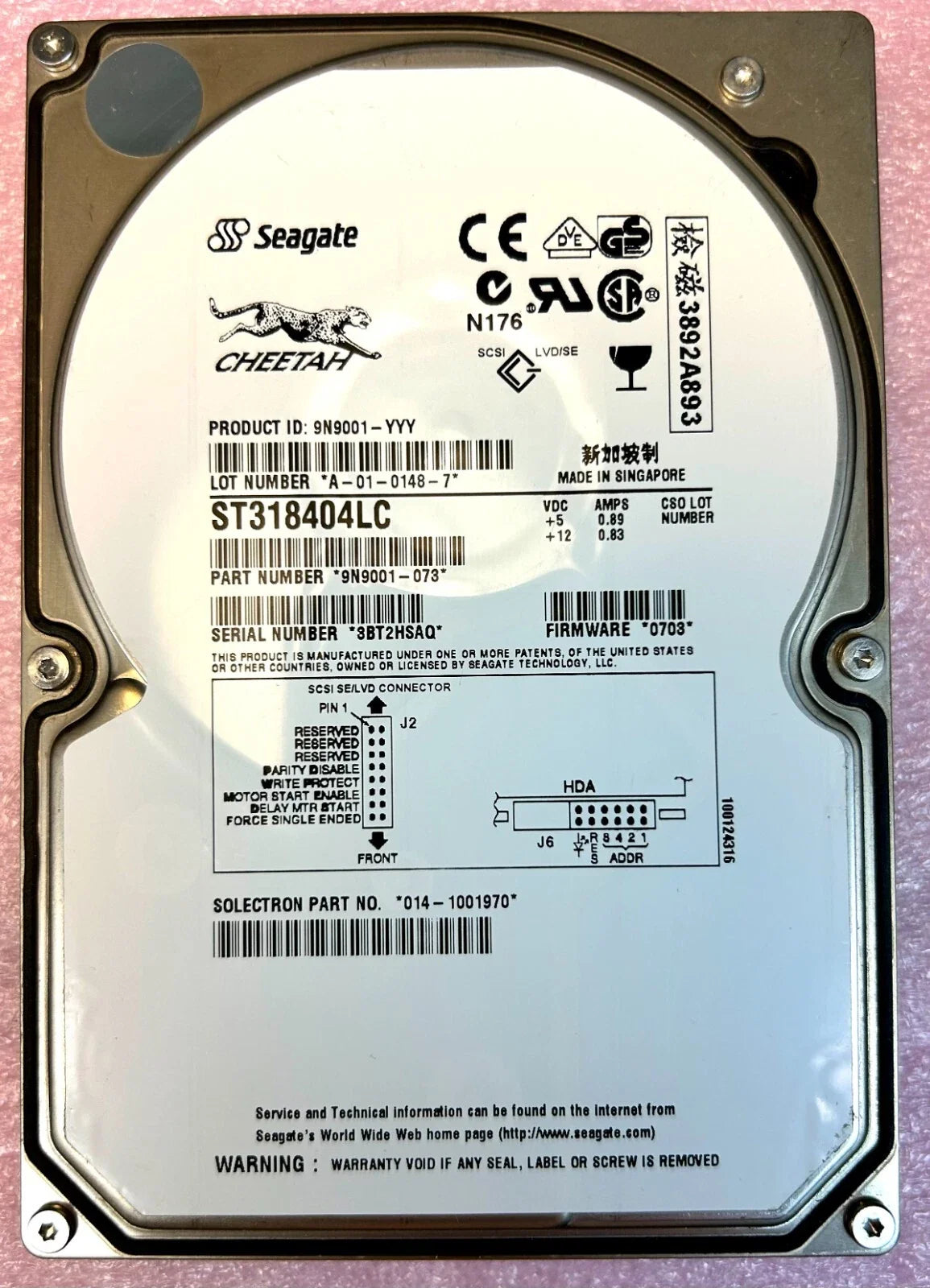 Seagate 18.4GB SCSI 80-Pin 10K rpm SCA Hard Drive - ST318404LC (Like New)