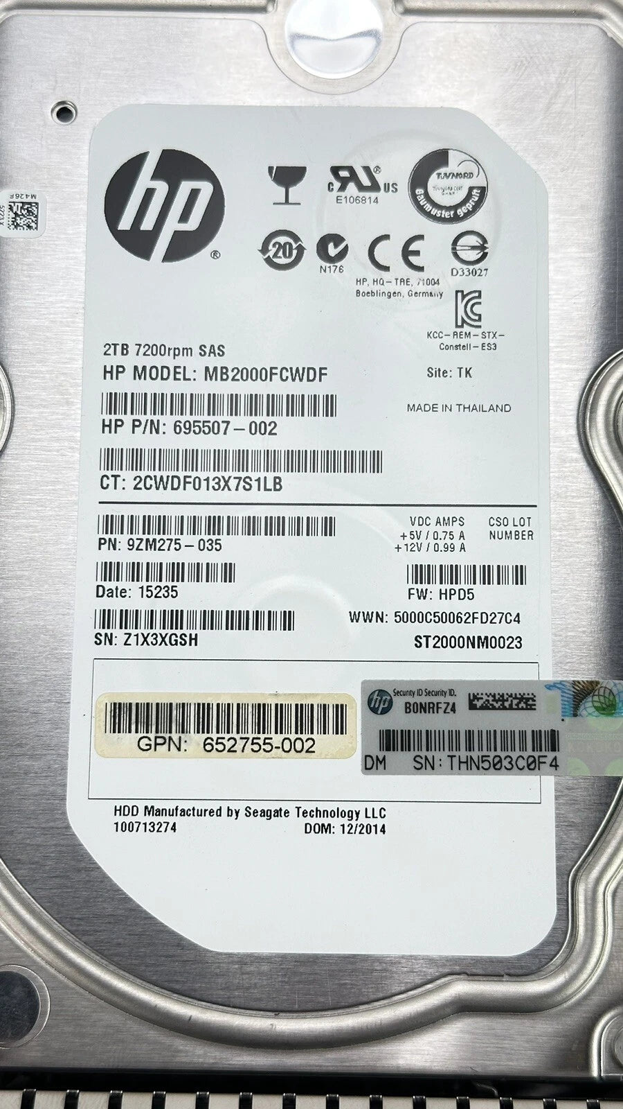 HP HPE 2TB SAS 6Gb/s 7.2K RPM LFF Server Hard Drive with Tray