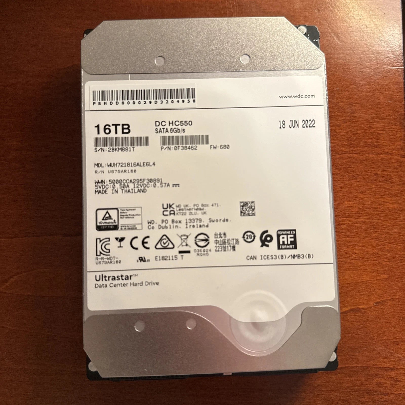 WD Ultrastar DC WUH721816ALE6L4 HC550 16TB SATA 3.5" 512e Enterprise Hard Drive|267500450237