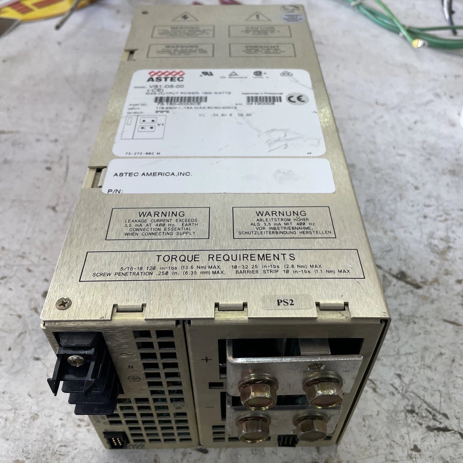 Astec VS1-D5-00 CE  1500W  Power Supply. P/N 73-180-0033CE|226739670673