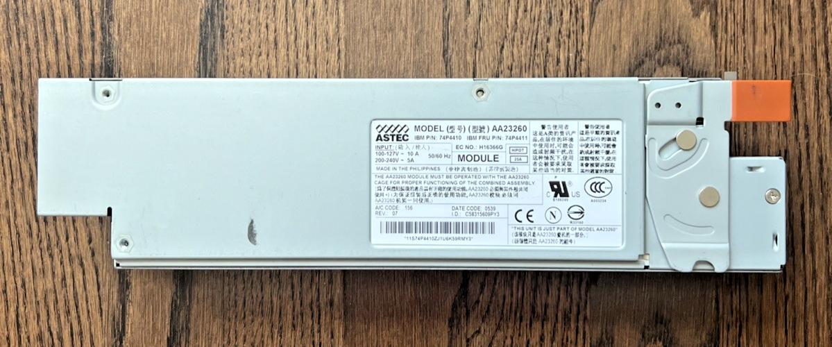 ASTEC Model AA23260 Power Supply IBM P/N 74P4410 120/240VAC Input|326788884213