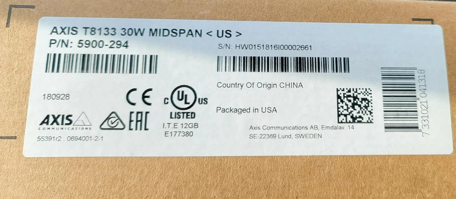 Axis Communications T8133 Midspan 30W|297502206646