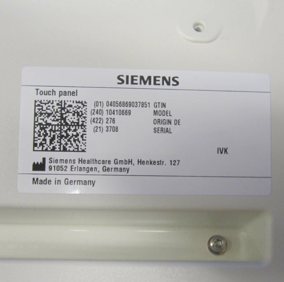 Siemens IT/ITS Touch Panel #10410669