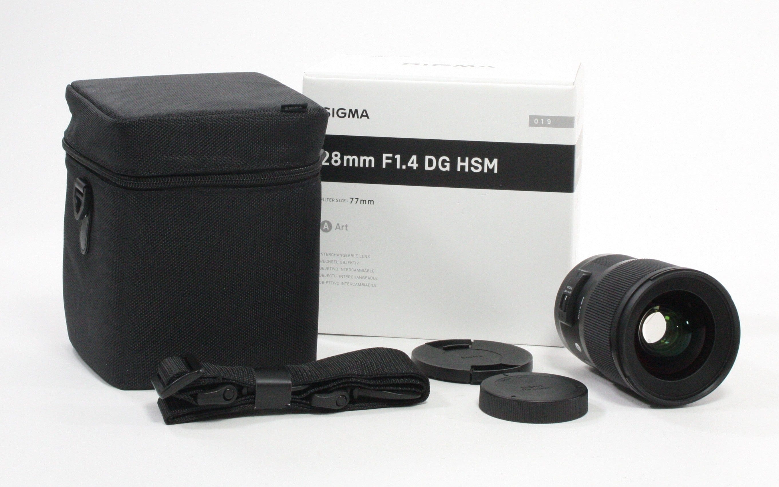 Sigma 28mm f/1.4 DG HSM Art Lens for Canon EF Mount with Case.