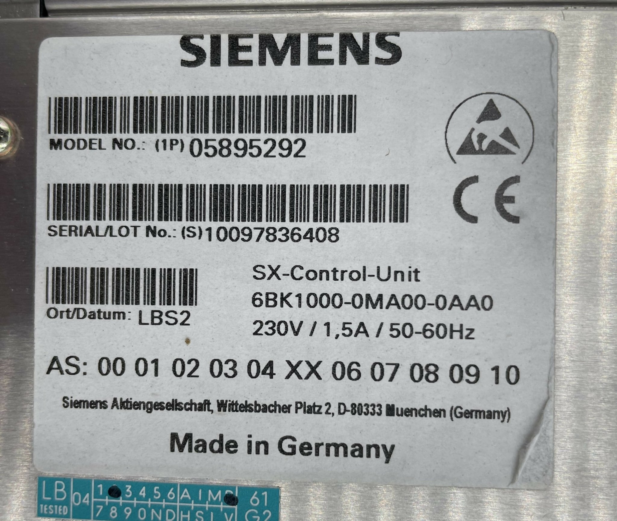 SX-CONTROL UNIT (05895292/5895292 SIEMENS