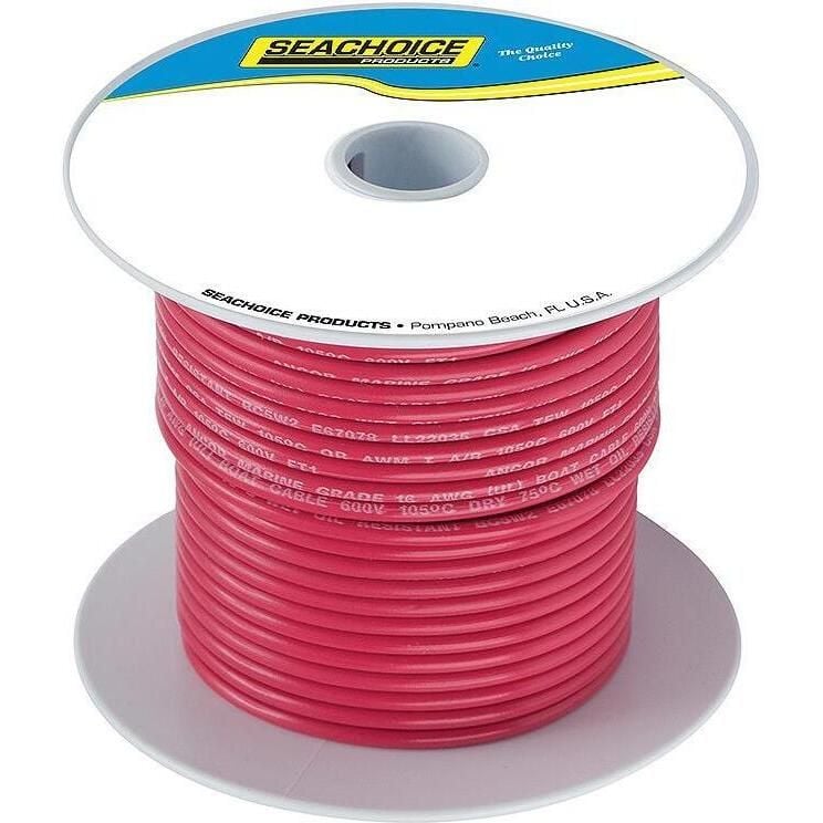 Seachoice 50-63086 Tinned Copper Marine Wire, 12 AWG, Red, 250'