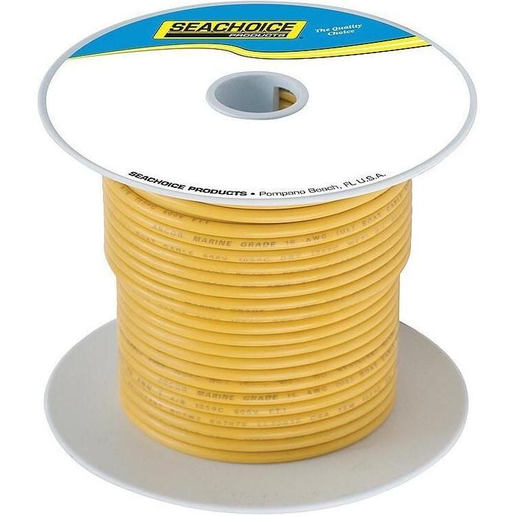 Seachoice 50-63127 Tinned Copper Marine Wire, 16 AWG, Yellow, 100'