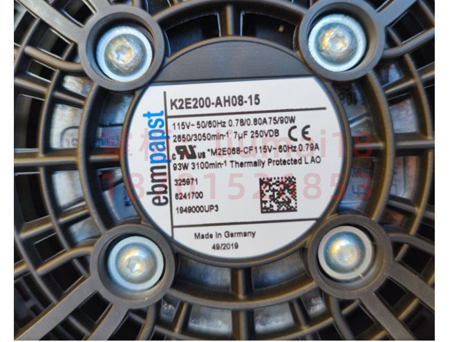 EBMPAPST K2E200-AH08-15 Centrifugal Fan - Rittal Cabinet Cooling 75/90W 115V 2550/3050rpm