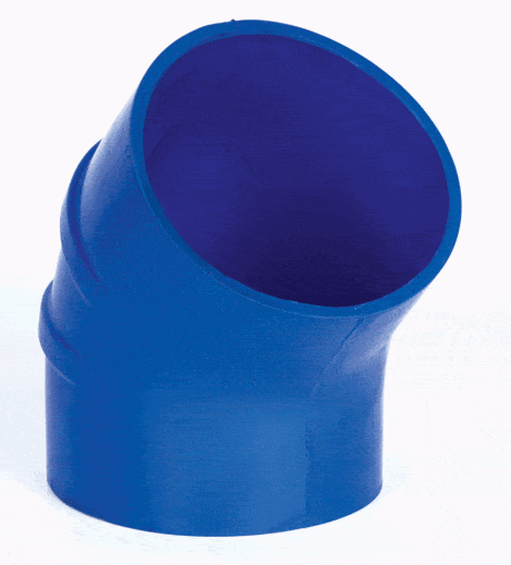 Trident Marine 240V8000-S/S 8" ID 45-Degree Blue Silicone Molded Wet Exhaust, Elbow w/4 T-Bolt Clamps