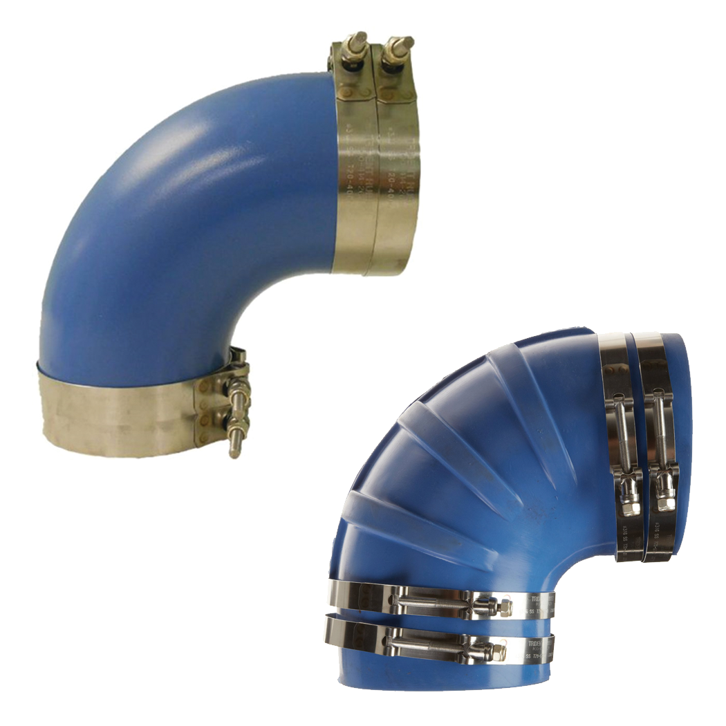Trident Marine 290V3000-S/S Trident Blue Silicone "VHT" 90 Degree Elbow w/T-Bolt, Clamps, 3"