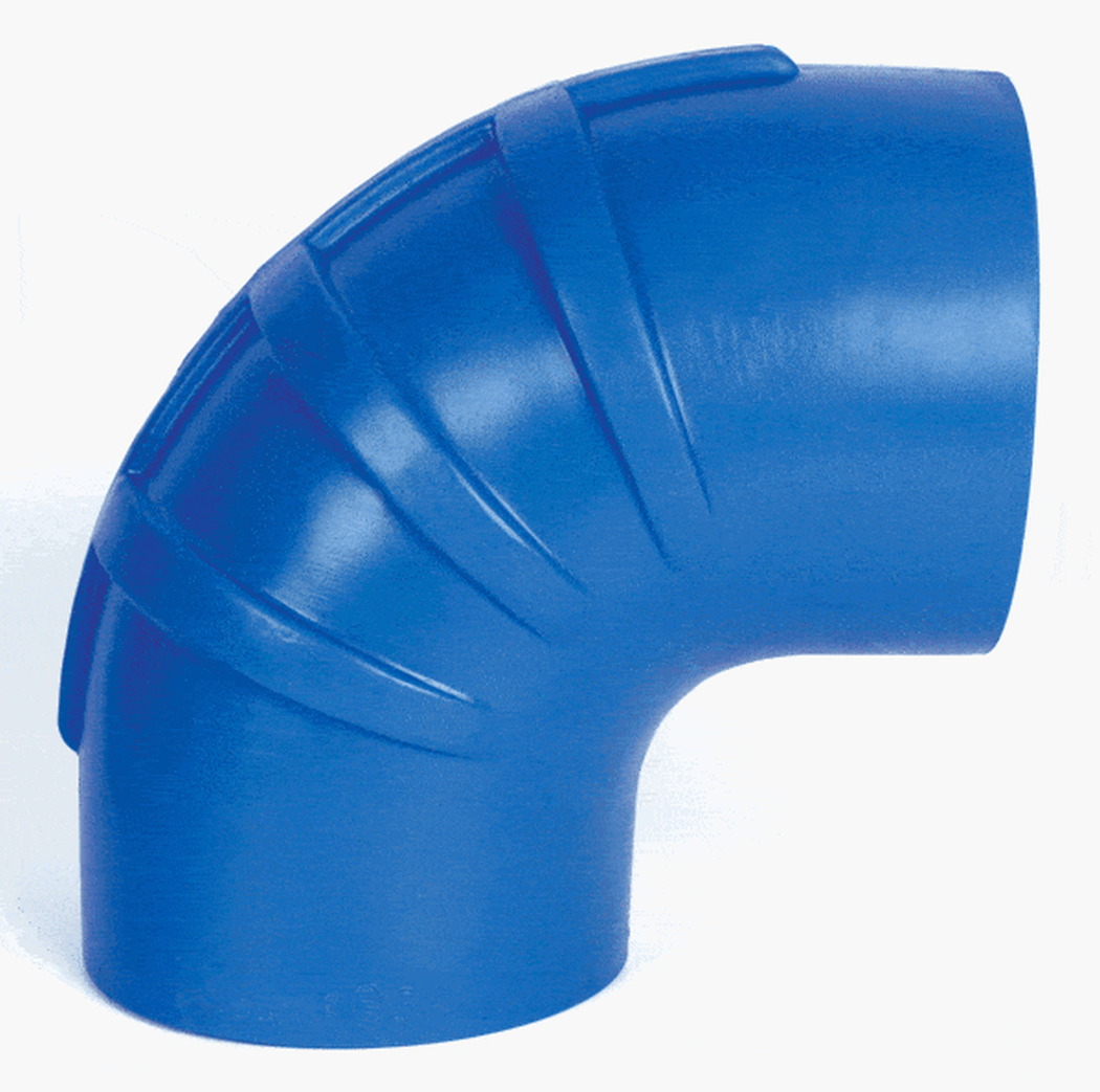 Trident Marine 290V6000-S/S Trident Blue Silicone "VHT" 90 Degree Elbow w/T-Bolt, Clamps, 6"