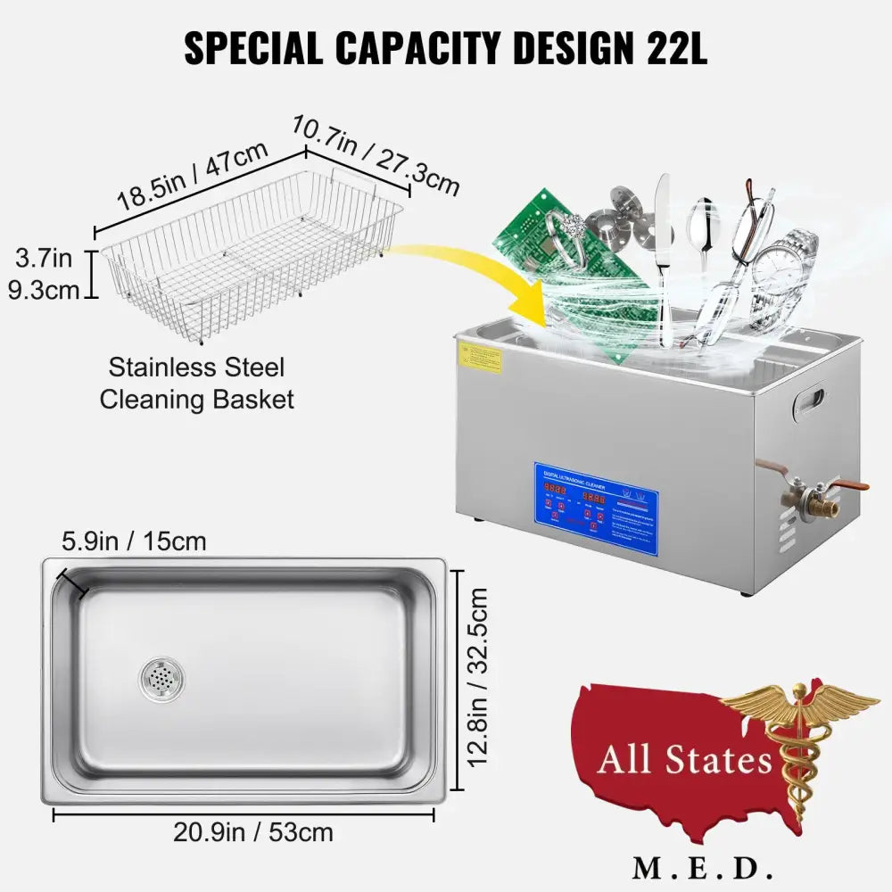 Ultrasonic Cleaner 22 Liter Capacity