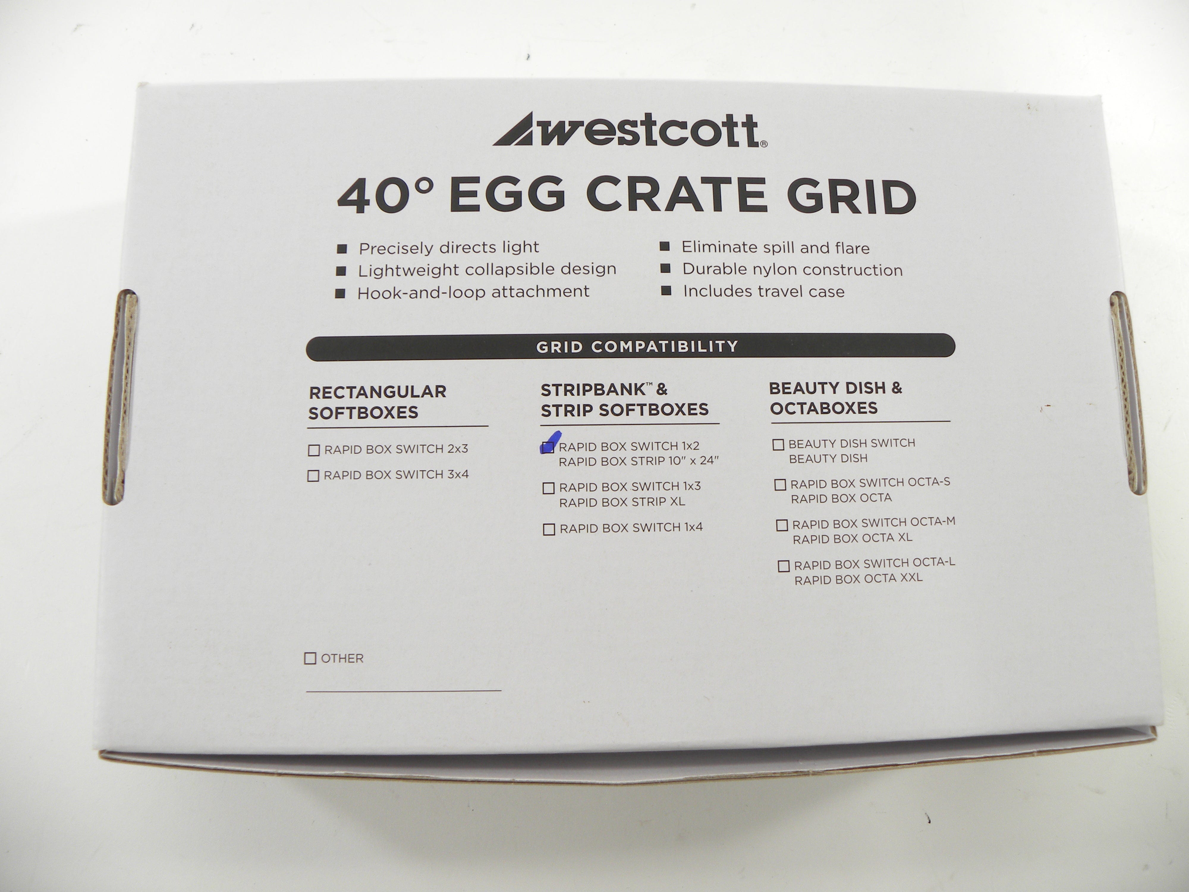 Westcott Egg Crate 40* For Rapid Box Strip 10x24 w/Switch 1x2