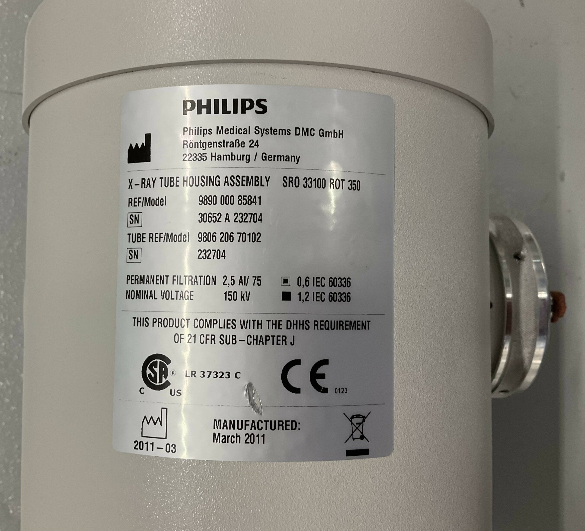 X-Ray Tube SRO 33100 ROT 350 (9890 000 85841/9806 206 70102 SIEMENS