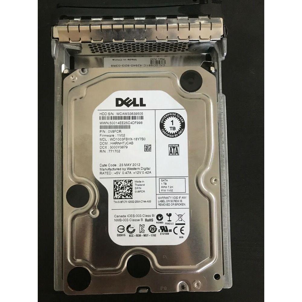0V8FCR WD1003FBYX-18Y7BO DELL 1TB 7.2K 6G LFF 3.5'' SATA HDD HARD DRIVE - AloinfoUSA