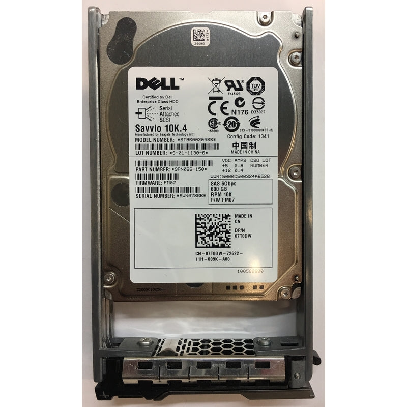 Dell 9PN066-150 600GB SAS 10k 2.5" 6Gbps Hard Drive HDD w/ Tray Dell Original disco - AloTechInfoUSA
