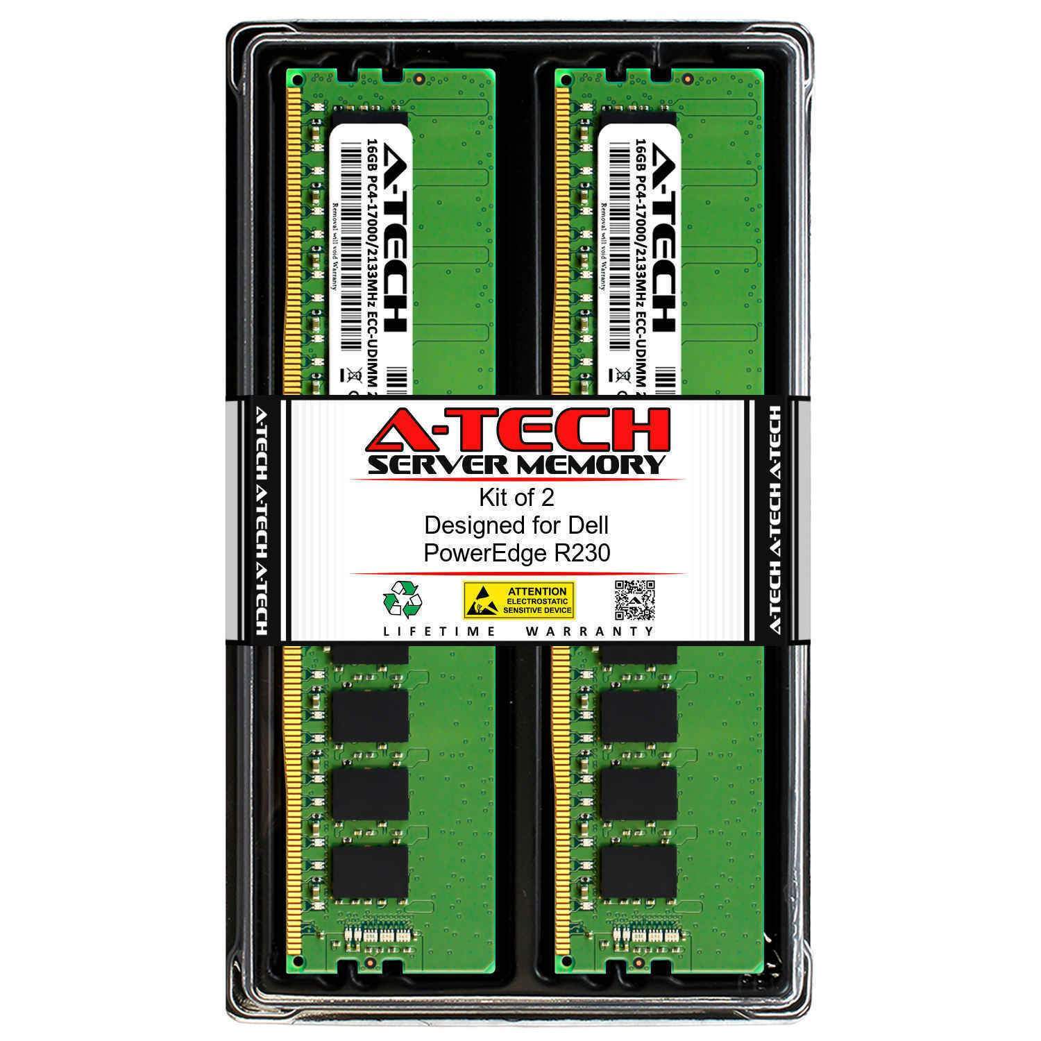 32GB 2X 16GB DDR4 2133 PC4-17000 ECC UDIMM for Dell PowerEdge R230 Memory RAM - AloinfoUSA